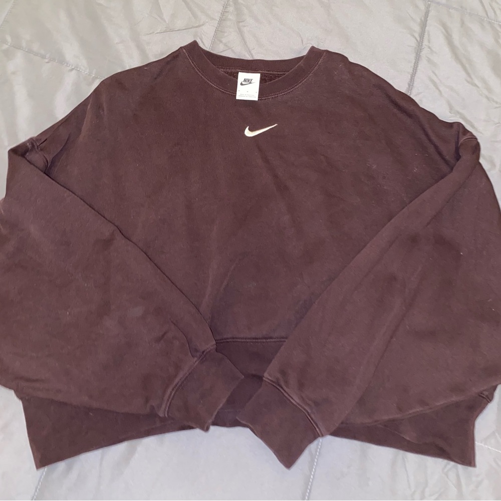 Nike Maroon Solo Swoosh Cropped Crewneck